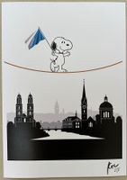 KeC: Snoopy „Dancing over Zürich“, POP Art, signiert 2/5