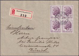 1946 Nr.275 (PESTALOZZI) Viererblock auf LUXUS-FDC, K: 120.-