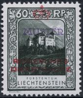 60 Rp. Burg Gutenberg Dienstmarke mit Handstempel MUSTER