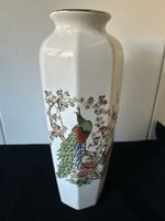 Japan Porzellanvase, Goldrand, Pfauenmotiv, 27,5cm hoch