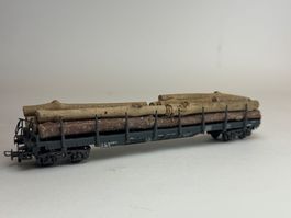 HR-  Liliput Container/ Rungenwagen mit mittlerer Holzladung