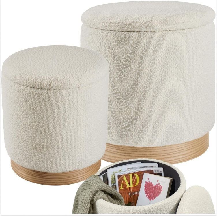 Sgabelli: 2er Set Hocker mit Stauraum Bouclé Sitzhocker AMELIE – Nuovo e nell'imballaggio originale da Lachen SZ venduto da sw3zzy