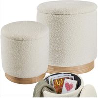 2er Set Hocker mit Stauraum Bouclé Sitzhocker AMELIE