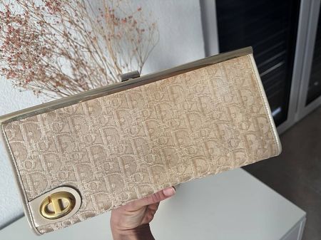Dior Clutch Vintage Beige Gold