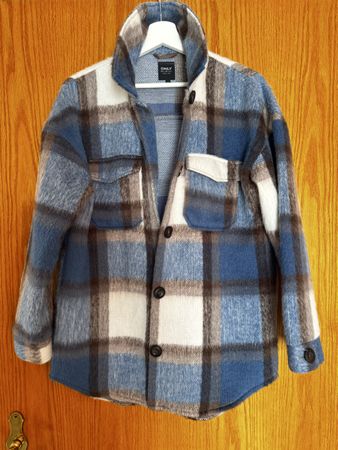 Jacke ONLY Blue Denim blau/weiss kariert Gr. S