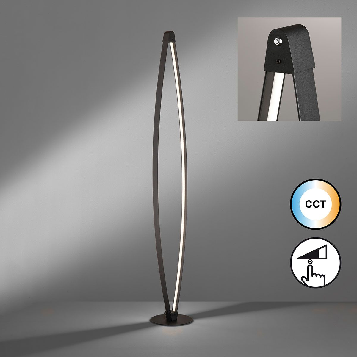 Lampen: LED Stehleuchte, Schwarz, 145 cm Höhe – Neu (gemäss Beschreibung) aus Kreuzlingen von Smart-Light