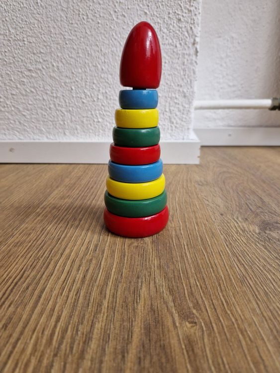 Hess Holzspielzeug Stapelturm Katze – Bunt, Aus Holz, 9x9x10,5 Cm, Ab 18 Monaten, Made In Germany