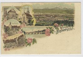 26.8.1899 uralt Gruss aus Bischofszell/5-Bild Gesamtbild+div