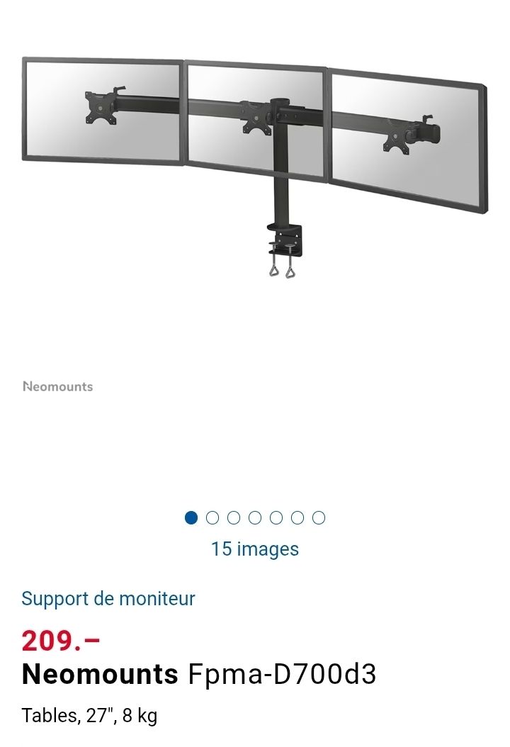 Staffa per monitor: Neomounts Support pour 3 écrans – Usato da Moutier venduto da Matt_bader 1