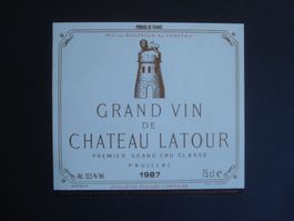 Originales Flaschen-Etikette Chateau Latour 1987