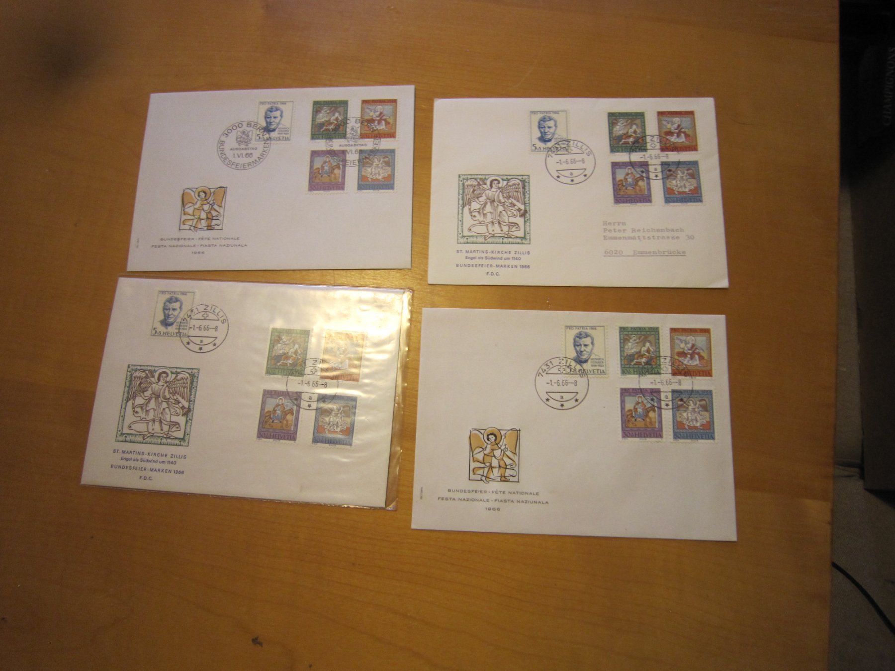Tutti i francobolli: PP 1966 FFDC verschiedene Serien 3x Stempel Zillis – Usato da Gordola venduto da Polentaefung