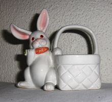 Osterhase mit Korb von Fitz and Floyd Vintage