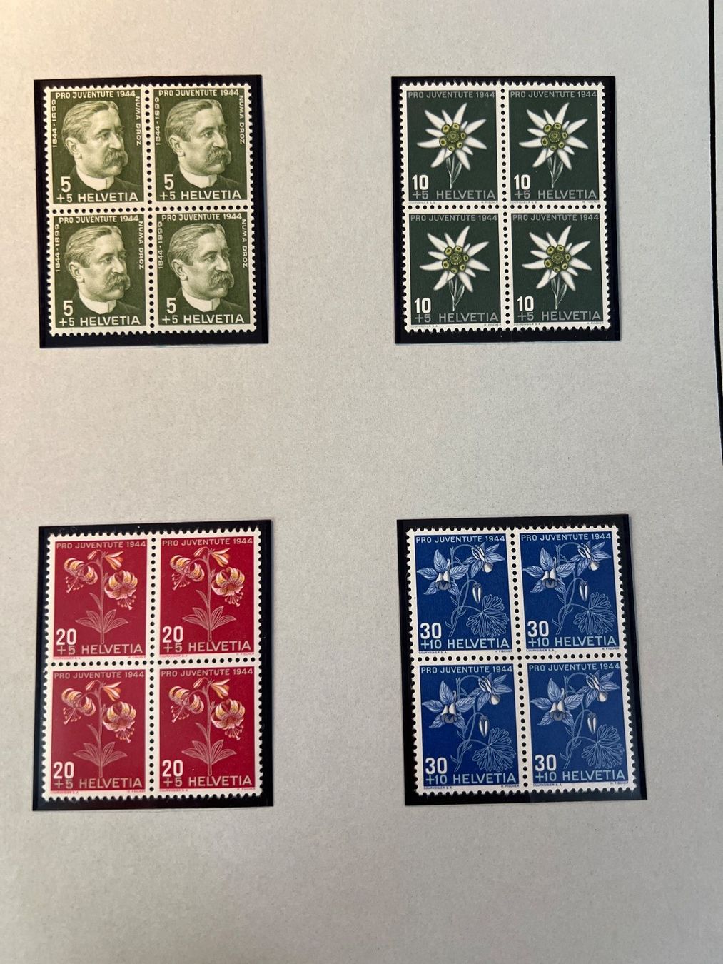 Tutti i francobolli: Pro Juventute, 1939 bis 1948, Vierblock, postfrisch – Usato da Oberhasli venduto da Sicurezza 5