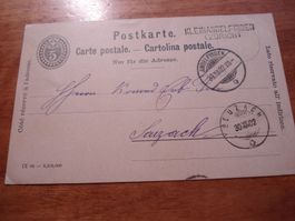 Ganzsache 1902, Stab-o Kleinandelfingen, nach Seuzach
