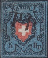 15II.c Type 13, Topstück (grauviolettblau) mit Attest, 950.-