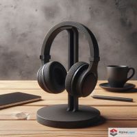 3D Printed Headphones Holder Stand Black Desk Mount