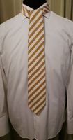 MASSIMO DUTTI Cravate 60% soie/ 40% coton, lignée brun-blanc