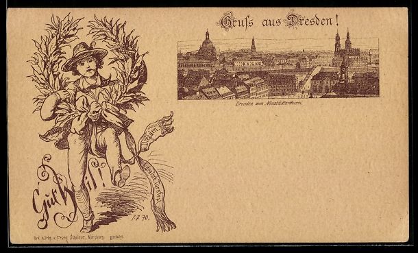 Cartoline postali: Litho Dresden, Deutsches Turnfest, Blick – Usato da Berlin venduto da bartko-reher