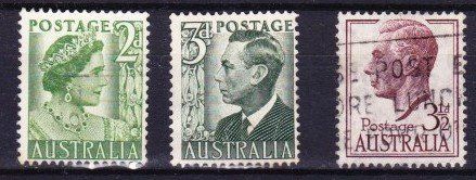 Alle Briefmarken: 3 timbres AUSTRALIE - 1950-52 - Obl. – Gebraucht aus Blonay von Leglaude_01