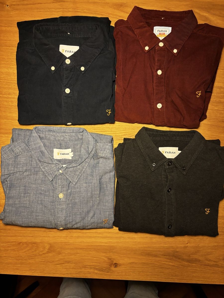 Camicie: 4 Farah Long Sleeve Shirts Button Down Solid Colors – Usato da Uster venduto da RGertsch