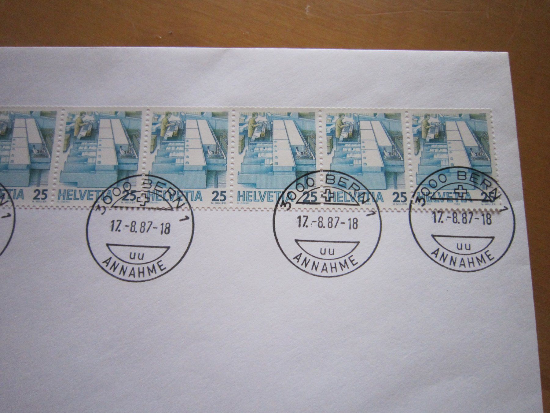 Alle Briefmarken: 1987 Rollenmarken auf Grossbrief – Gebraucht aus Giubiasco von sal_9j6w 2