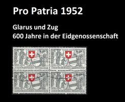 Pro Patria 1952, Viererblock 5+5 Rp gestempelt