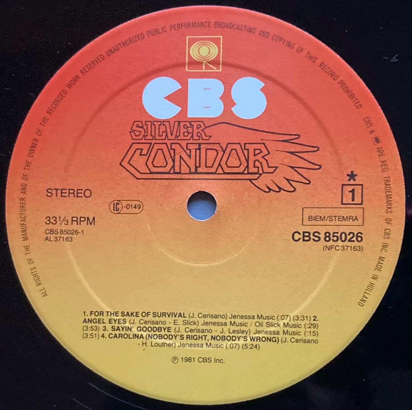 Schallplatten: SILVER CONDOR - SILVER CONDOR – Gebraucht aus Poliez-Pittet von Newtown-Records 3
