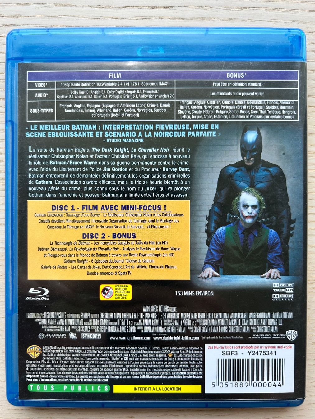 Tutti i DVDs: Blu-Ray The Dark Knight - Le Chevalier Noir – Usato da Steckborn venduto da DavidLM 1