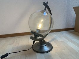 Tischlampe Globus Design Glas Metall antik-Finish