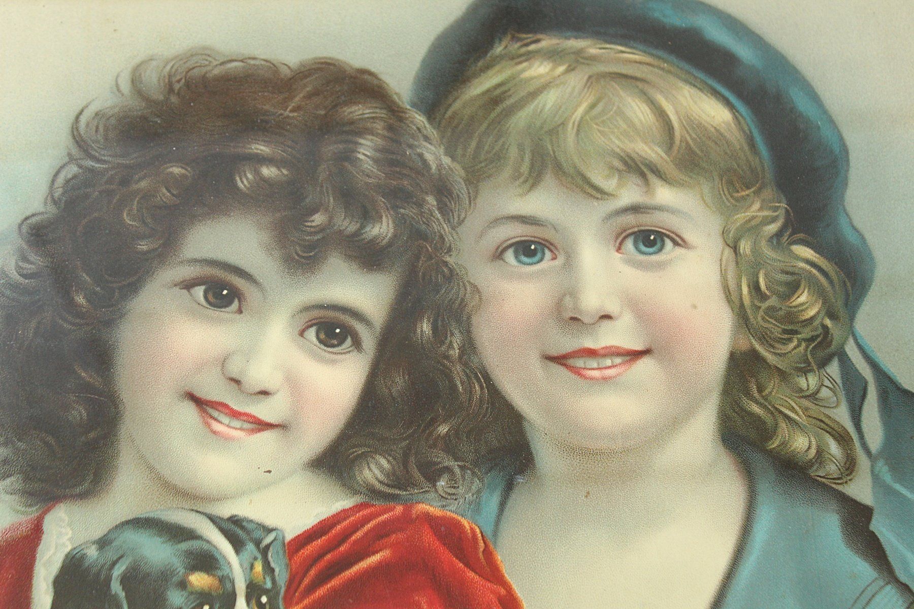 Grafica & Litografie: 2 Chromolithographien Kinderbilder mit Hund + Maiglöckchen – Usato da Zürich venduto da Auctionata 3