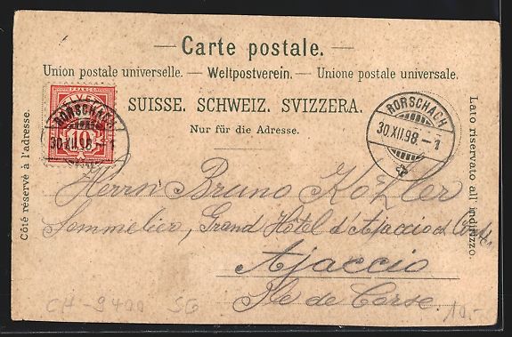 Cartoline postali: Lithographie Rorschach, Der Hafen, 1898 – Usato da Berlin venduto da bartko-reher 1