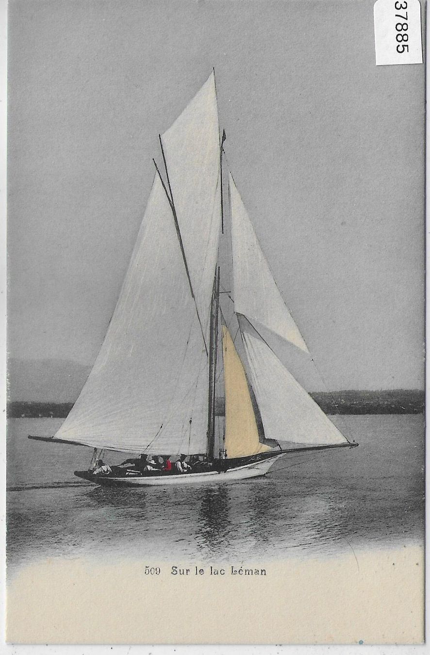 Cartoline postali: Sur le Lac Leman - Barque - Litho – Usato da Ettingen venduto da Kartenplanet
