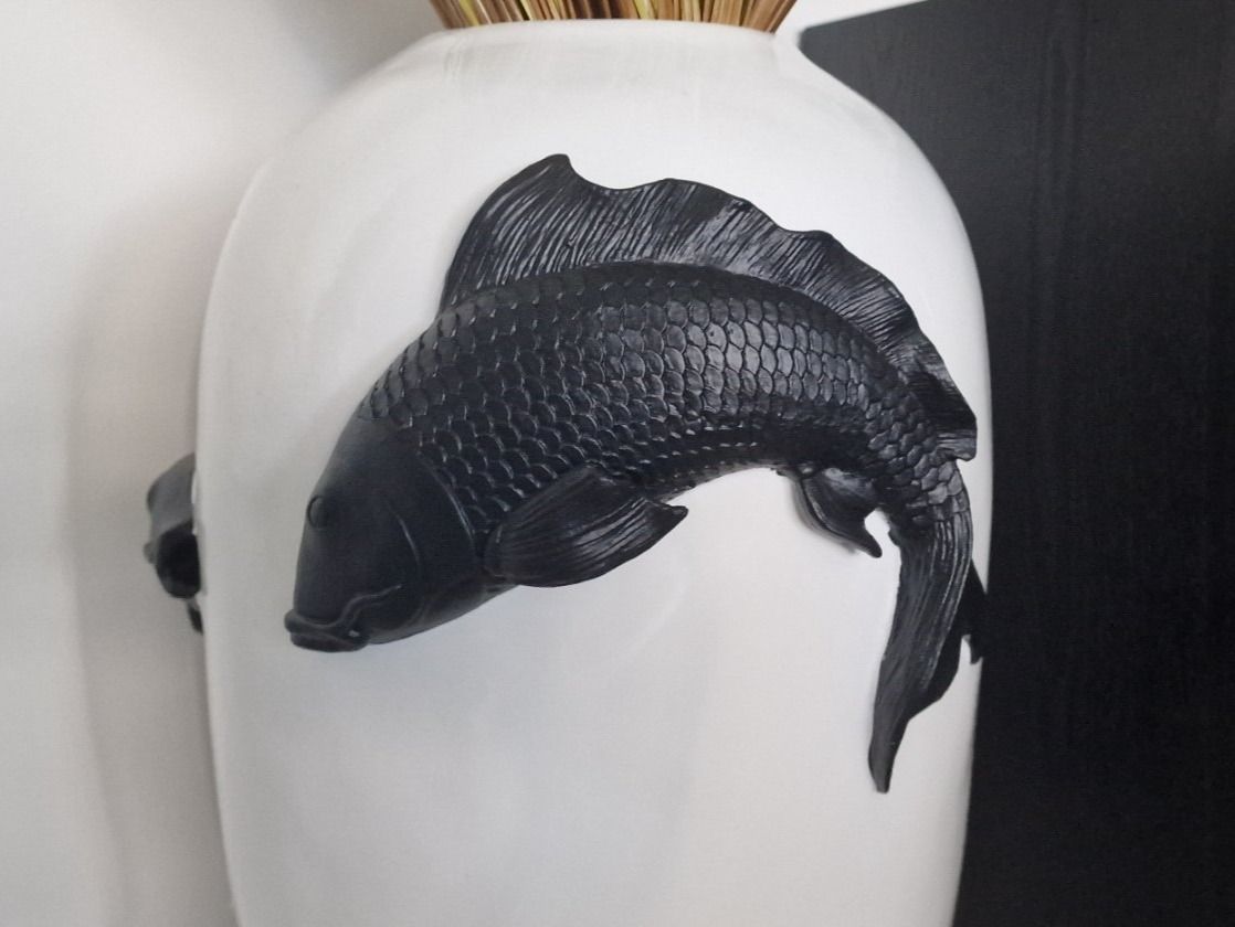 Vasi & Recipienti: Vase mit Koi Fischen Weiss – Nuovo e nell'imballaggio originale da Schaffhausen venduto da AtelierPudesco 2