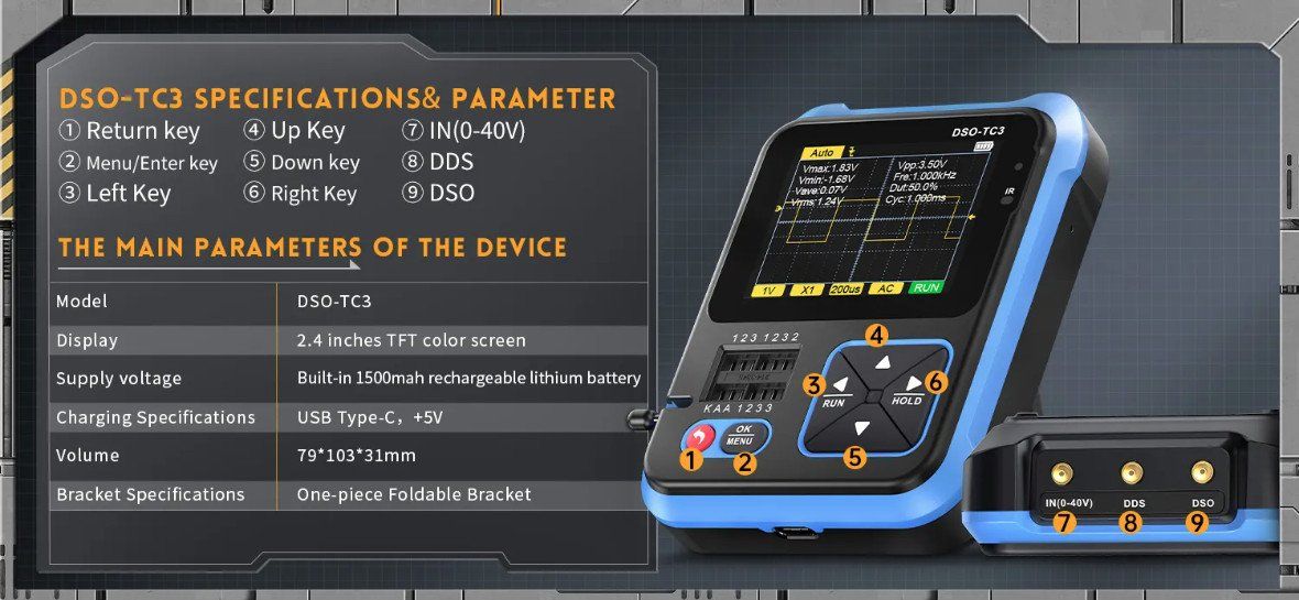 Misurare: Oscilloscope portable + testeur de composant FNIRSI DSO-TS3 – Nuovo e nell'imballaggio originale da Corcelles-près-Payerne venduto da FactoryofSound 7