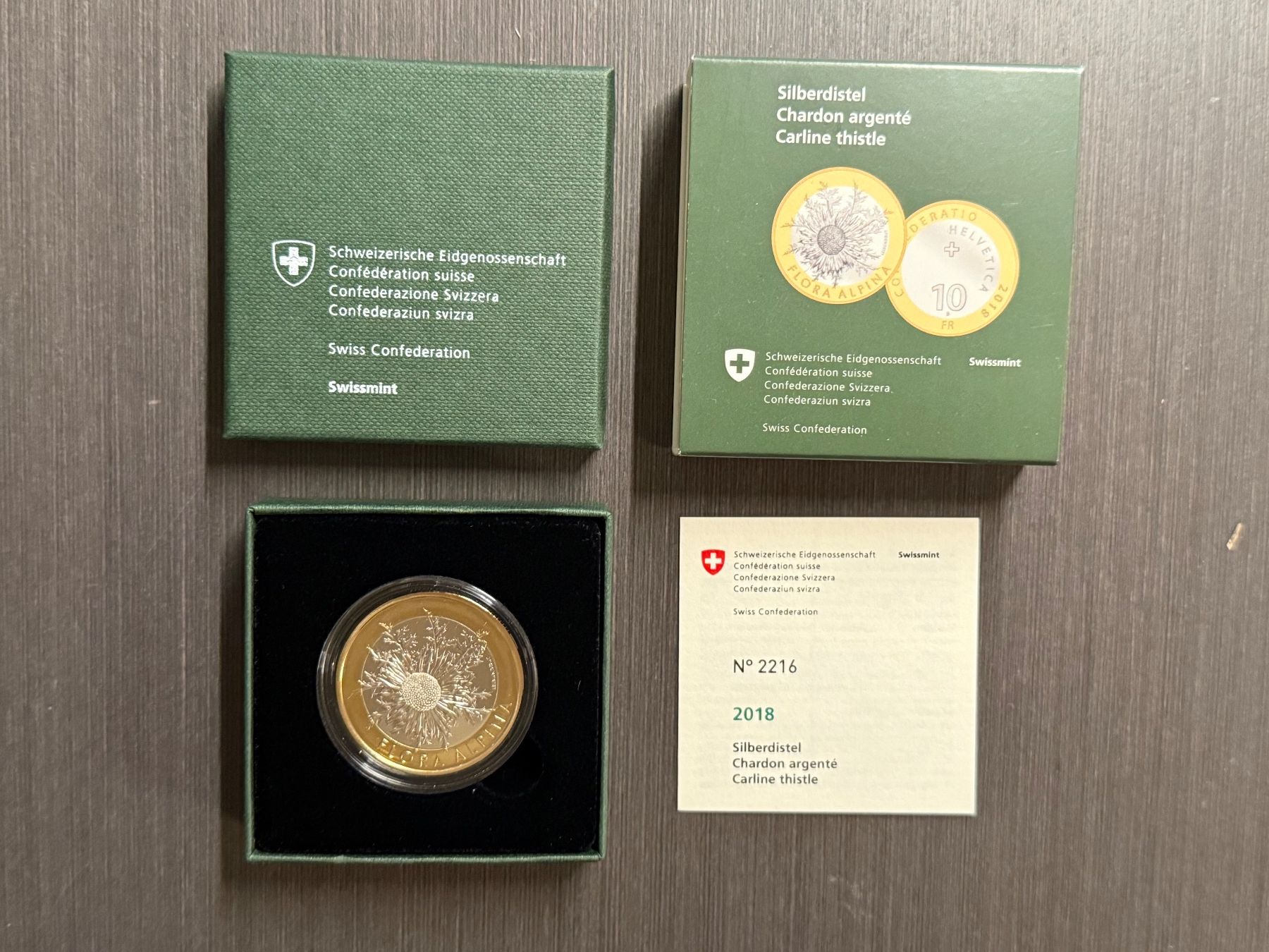 Tutti le monete: 10.- Fr. Münze Silberdistel 2018 SWISSMINT – Nuovo e nell'imballaggio originale da Brütten venduto da Hst1