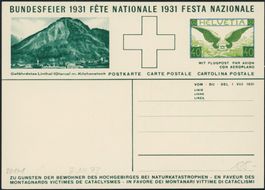 1931  Pro Patria - Bundesfeierkarte - Flugpost•ungebraucht *