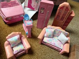Barbie Zubehör Set mit Möbel und Schrank gebraucht