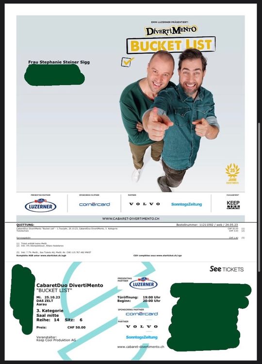 Divertimento Tickets ABSCHIEDSTOUR (Bucket List) Kaufen auf Ricardo