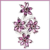 ♛ Rhodolith 925 Silberring Gr. 15.5, 925 Silber