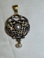 Antiker Jugendstil Anhänger Zirkonia mit Perlen