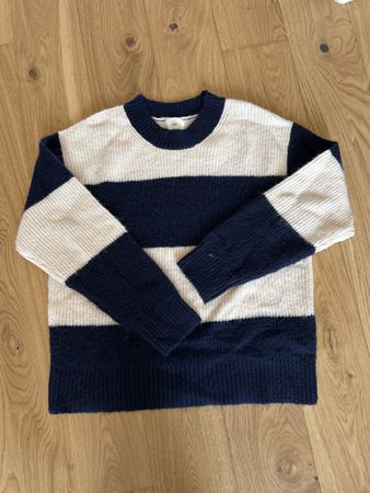 H&M Strickpullover, Gr. S, blau/beige - Winter Must-Have!