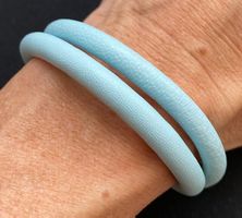 Lederarmband 40cm, Verschluss magnetisch, hellblau
