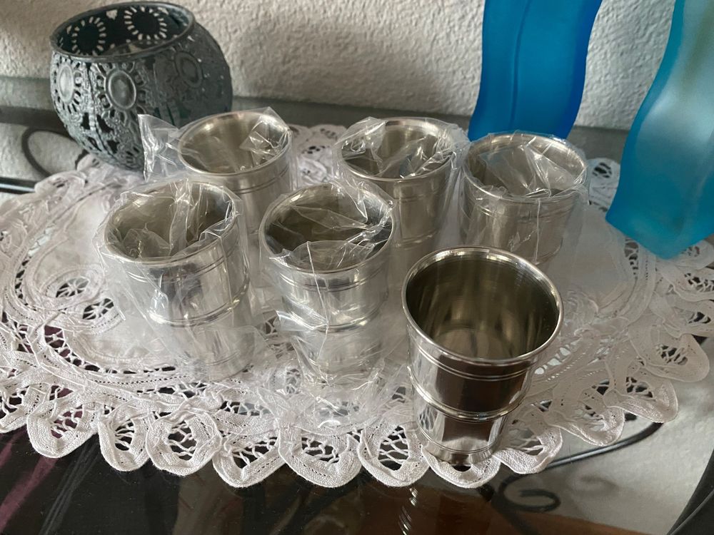 6 neue Zinnbecher Feinzinn Blaser Handguss | Kaufen auf Ricardo