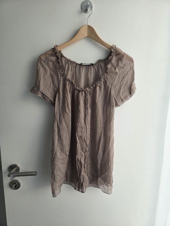 Hauchdünnes Seidenshirt Gr. 36 taupe