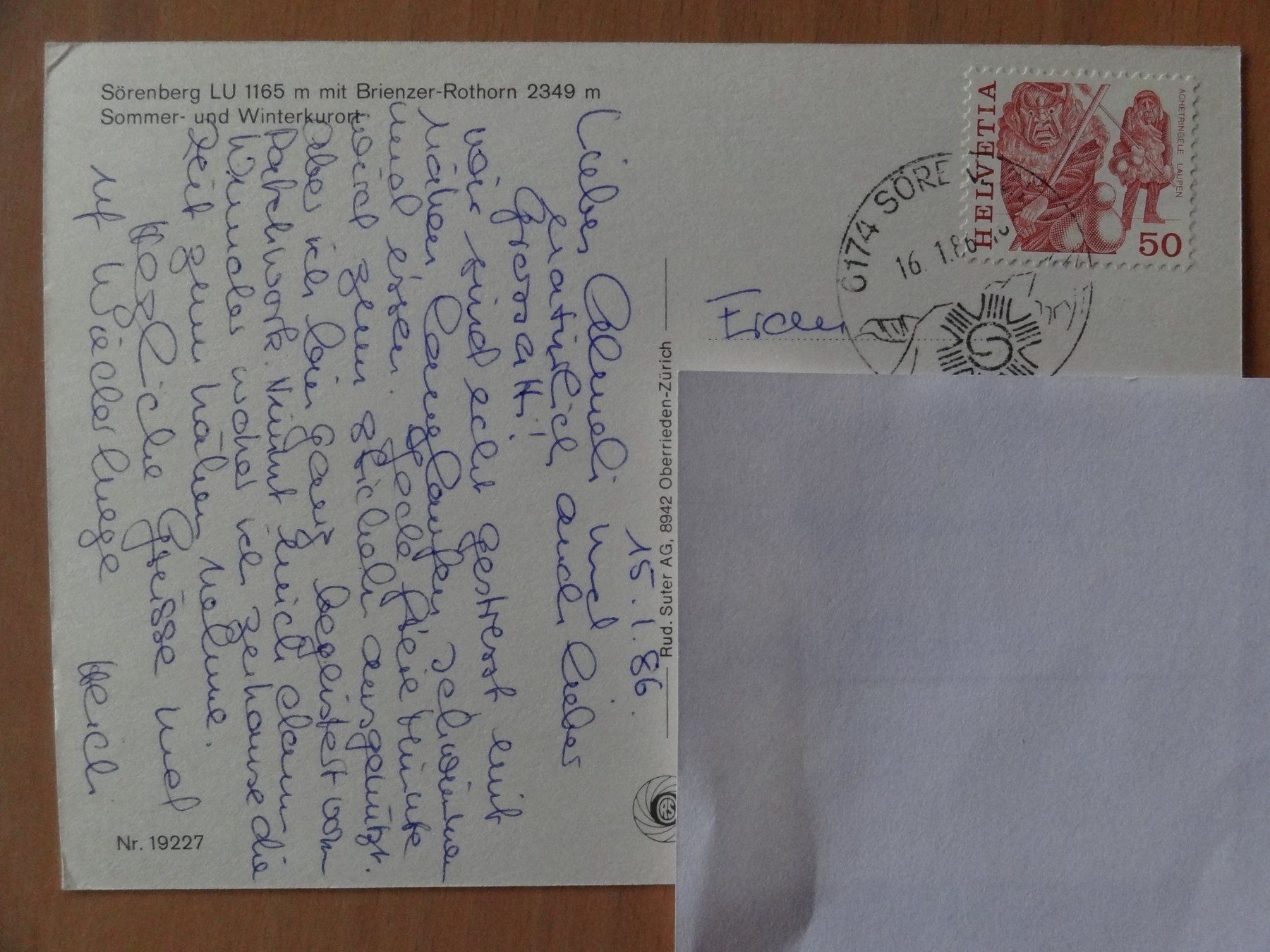 Cartoline postali: Sörenberg - LU - 1986 enneigée – Usato da St Léonard venduto da Riglin 1