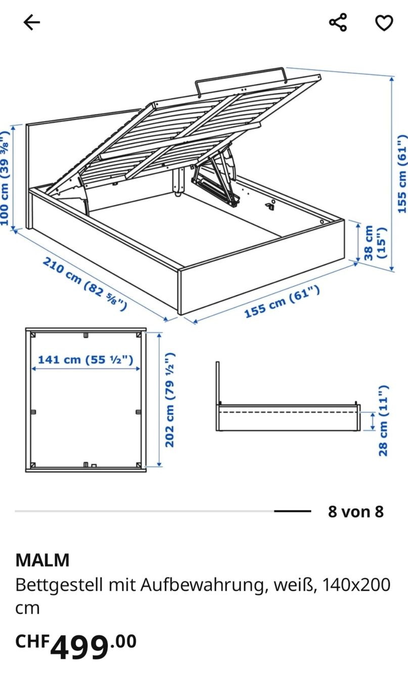 Ikea Lits: IKEA Malm Bett – D'occasion à Wädenswil par martina_huser 2