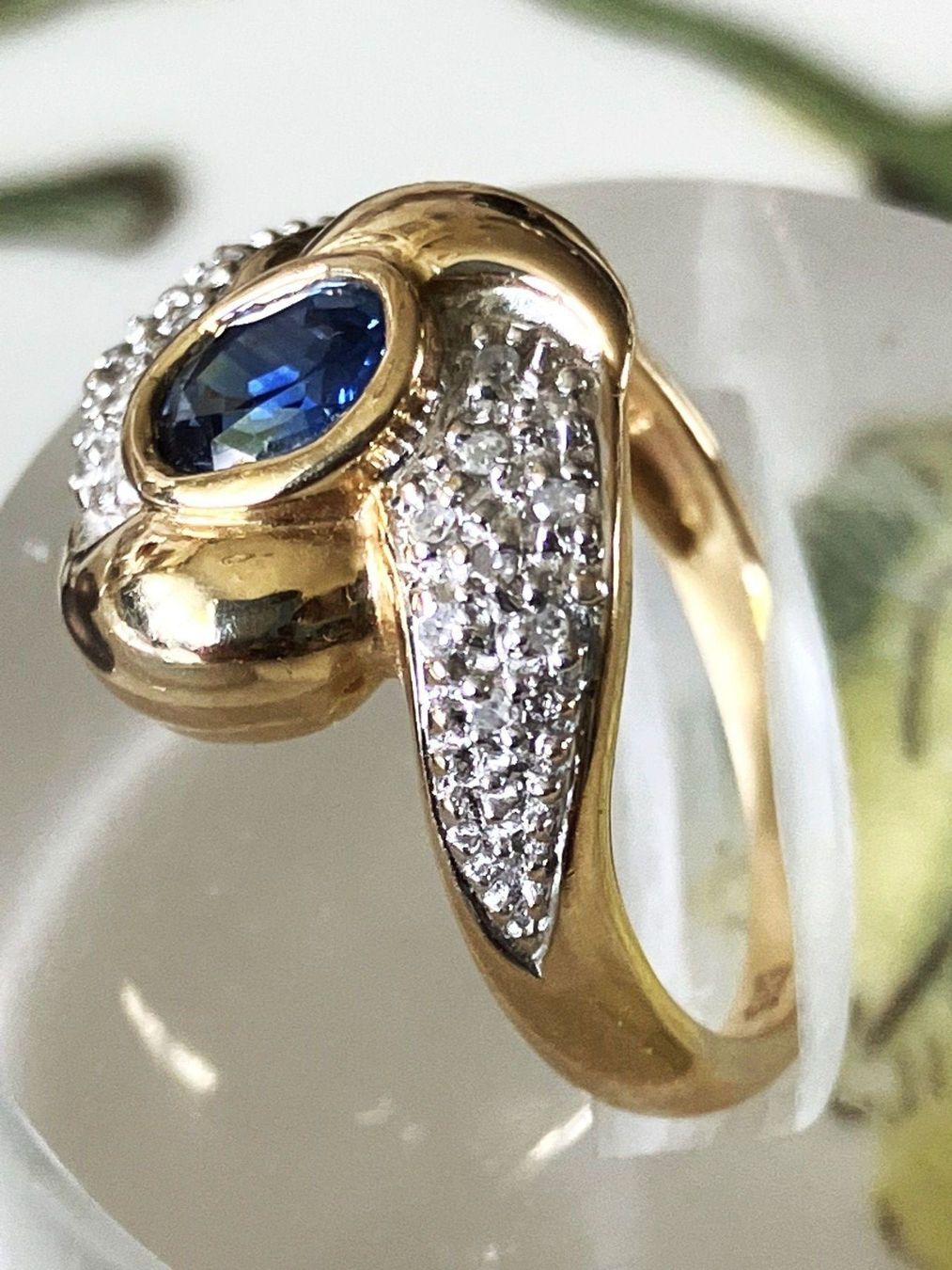 Anelli: TOP SAPHIR BRILLANT Ring ca 0,80ct 585er GG **VERSAND** – Usato da Goldach venduto da bonnyrio 1