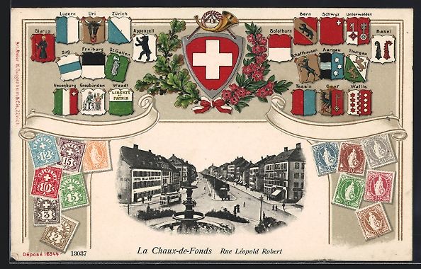 Cartoline postali: Passepartout-Lithographie La Chaux-de-Fo – Usato da Berlin venduto da bartko-reher