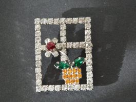 Strass Brosche Fenster Silber/multi