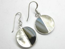 Ohrringe Ohrhänger Perlmutt Onyx Silber 925